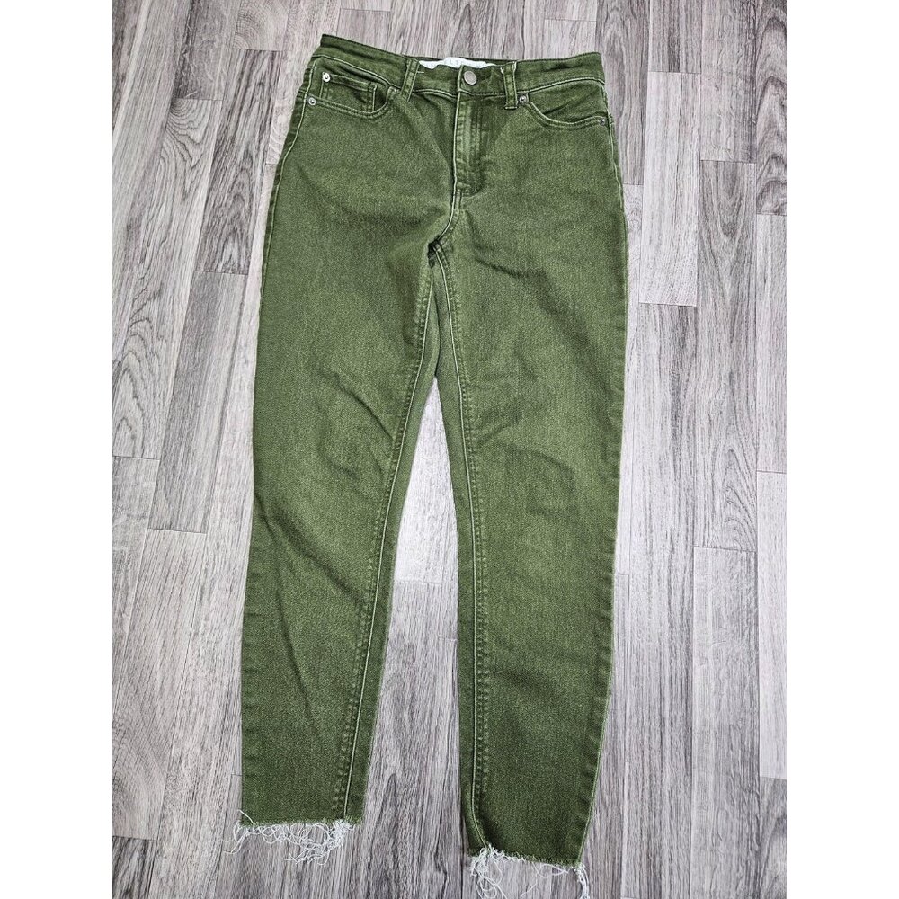 (3/$35) Tinseltown Jeans Womens 7 High Rise Straight Frayed Hem Cropped Denim